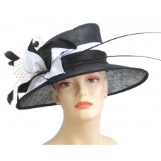 Mujer&apos;s Church Hat  Derby Hat  Sinamay  Black/White J002  eb-27583668
